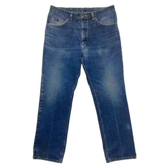 Vintage Lee Denim Blue Jeans medium wash distressed mens Size 36 x 30 - Picture 13 of 14